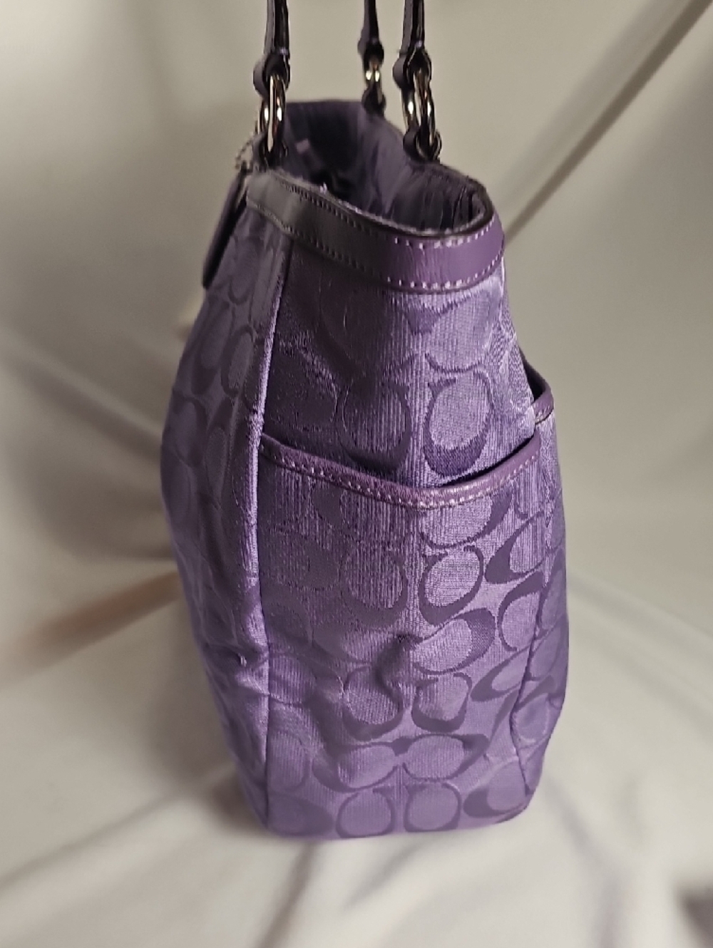 Coach Purple Signature Tote with Matching Wallet and Checkbook Cover - Picture 3 of 16